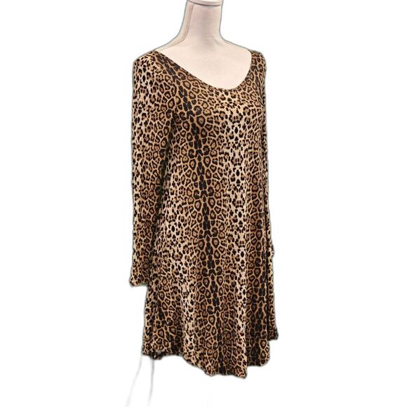 DEARCASE Leopard Print Long Sleeve Fit & Flare Dress Sz XS - Picture 4 of 7